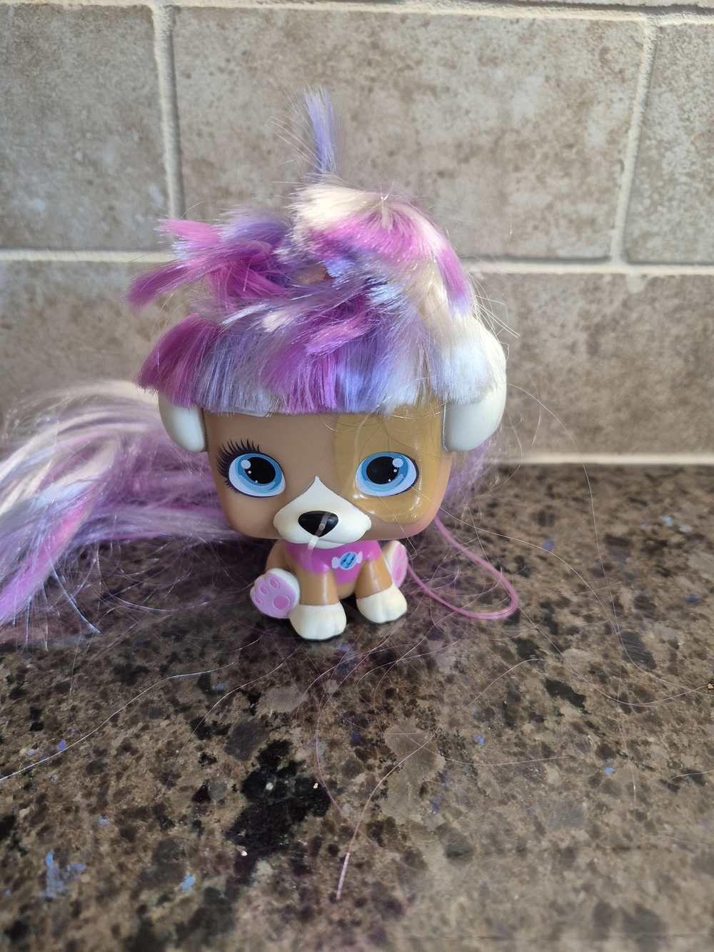 IMC Toys VIP Pets Surprise Pink Purple Long Hair Reveal Dog Puppy 4" tall